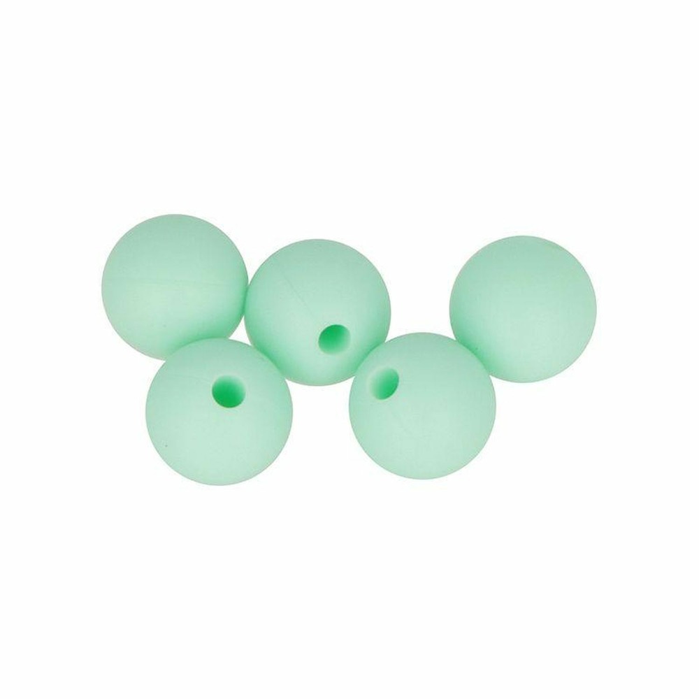 10 perles silicone rondes 10 mm - vert d'eau