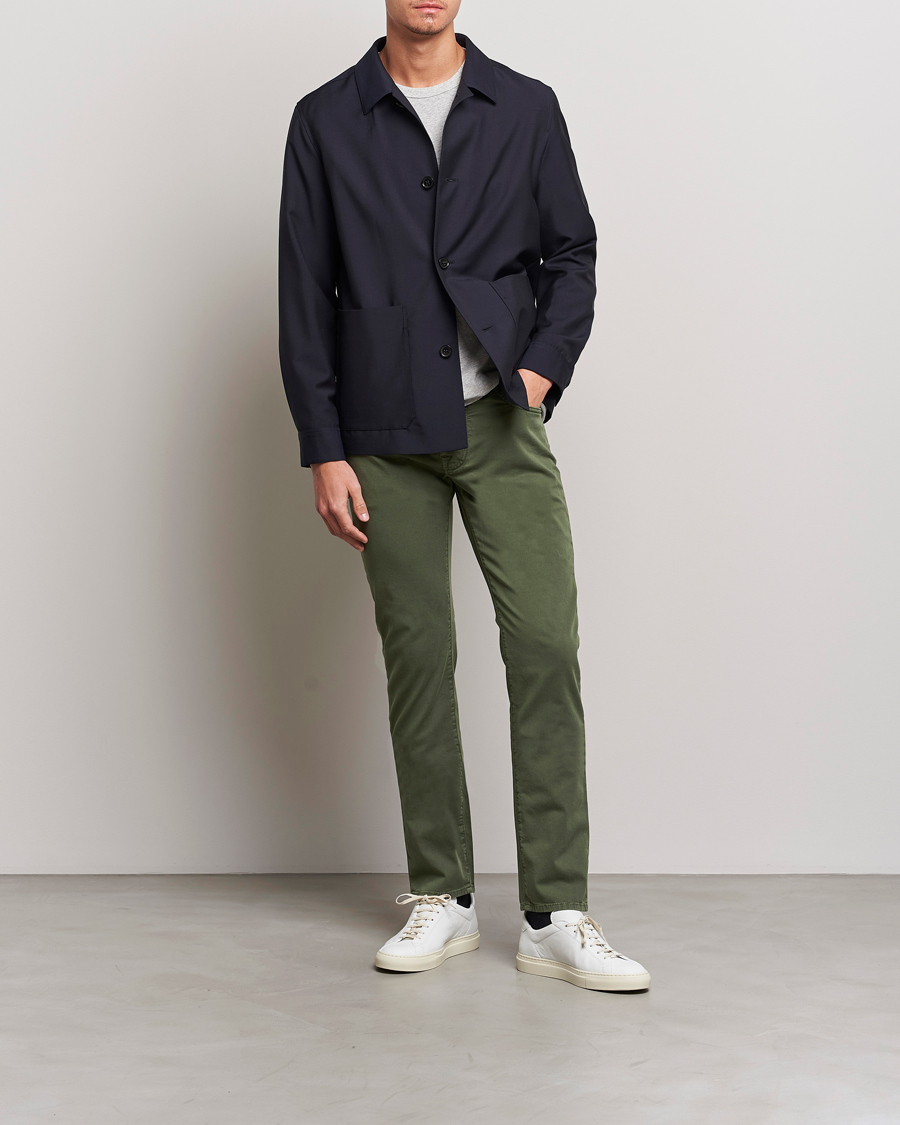 Jacob Cohën Bard Garment Dyed Gabardine Trousers Green
