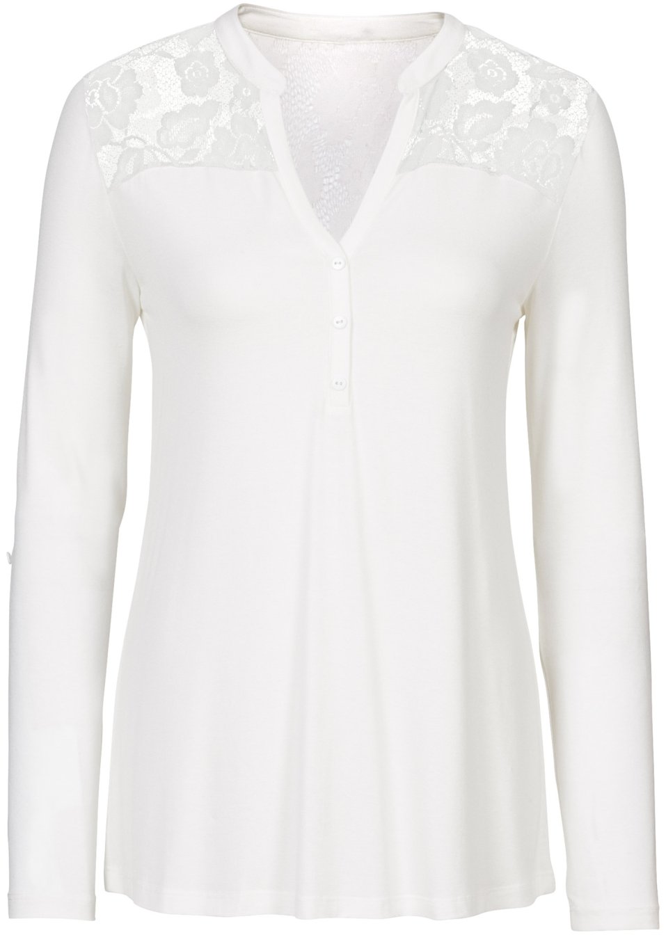 T-shirt Henley à empiècement dentelle