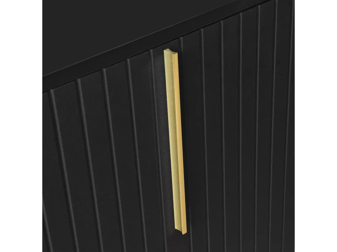 Buffet moderne avec étagères réglables - 3 portes à motif de U - poignées et base en métal - Noir