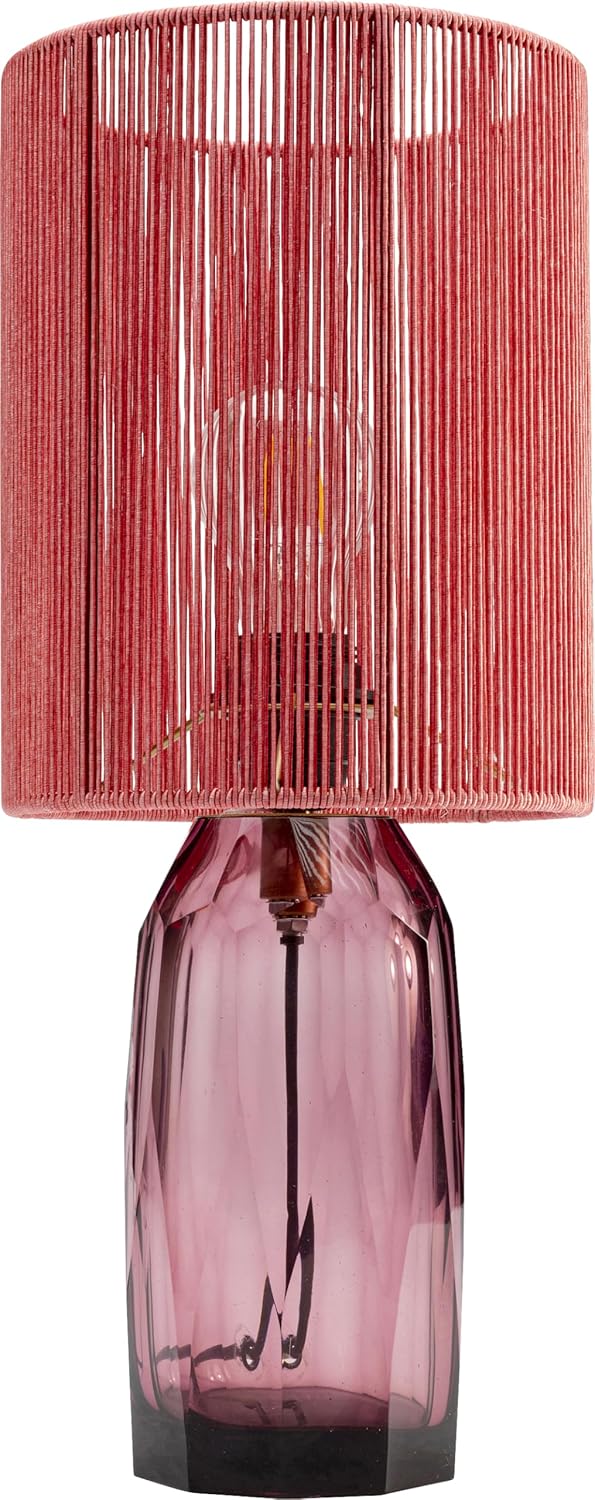 Kare Design Tischlampe Vecchio Pink, 42cm Höhe, Rot, Glas, Viskose, Stahl, Moderne Tischleuchte, Schlafzimmer, Büro, keine Leuchtmittel inklusive, 42x18x18 cm (HxBxT)