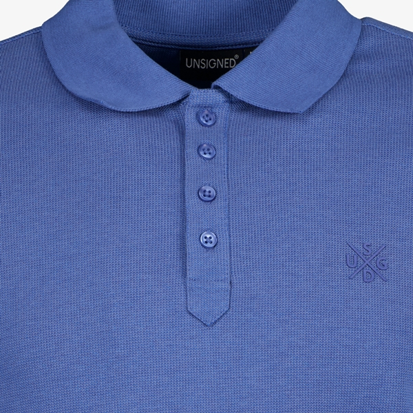 Unsigned heren polo met lange mouwen blauw