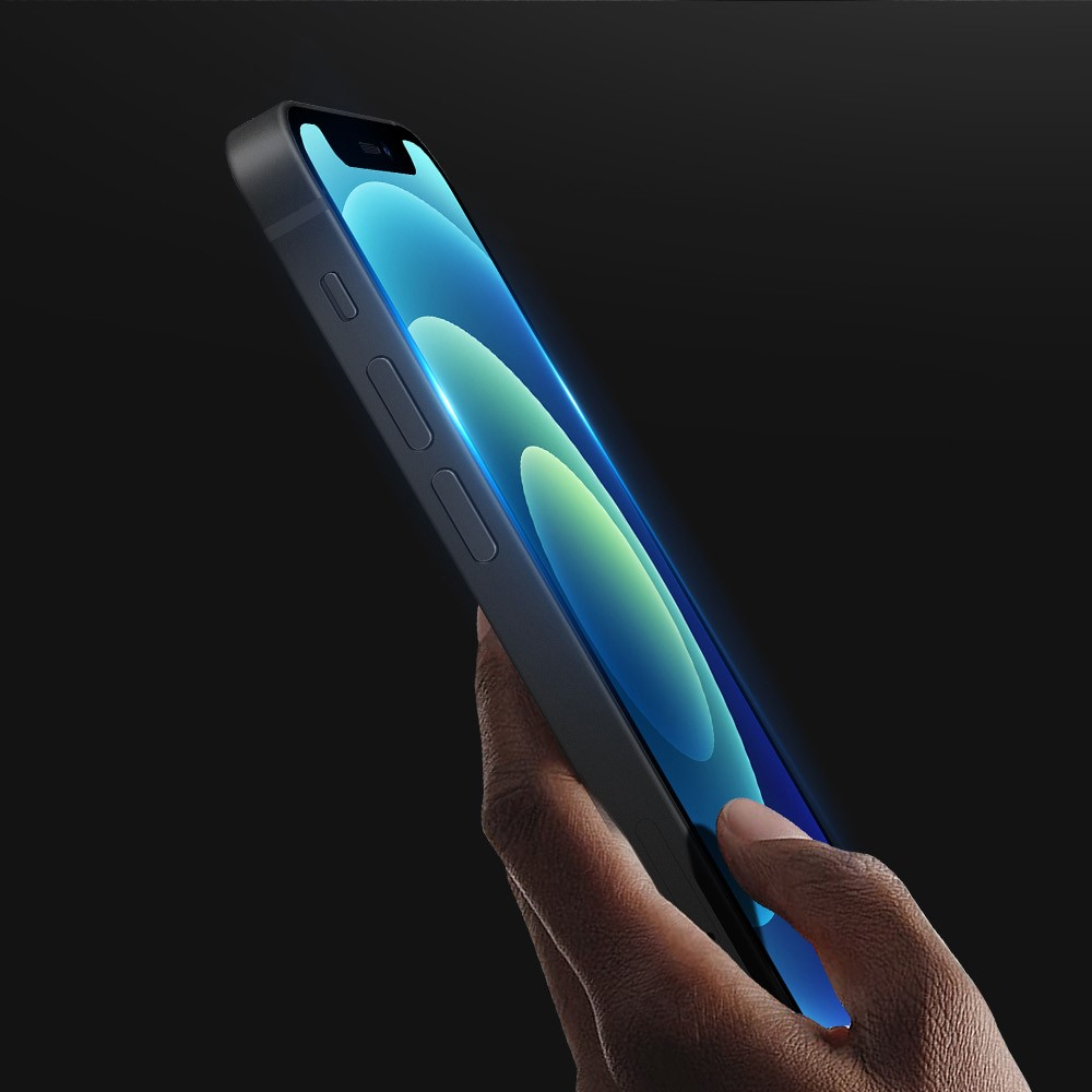 iPhone 12 / iPhone 12 Pro Full-Screen Vollbild Panzer Glas Display mit Rahmen - Schwarz