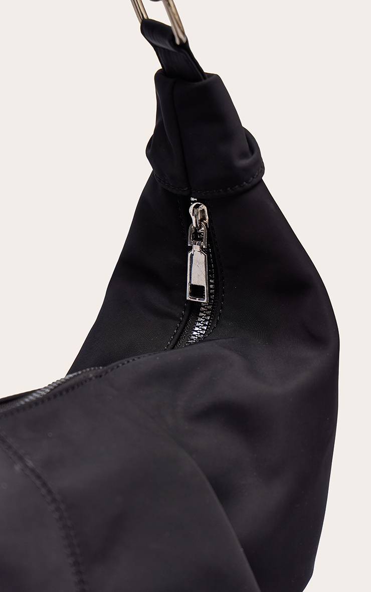 Noir Sac Bandoulière En Nylon Avec Détail Froncé