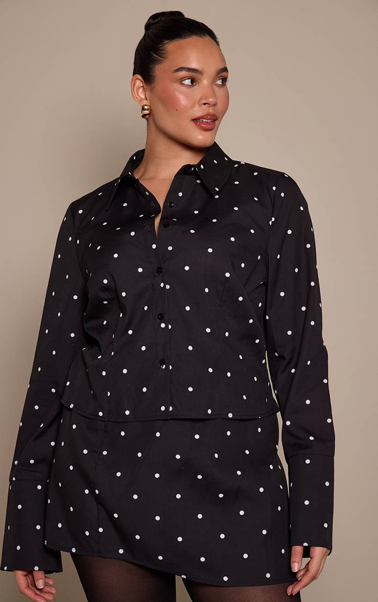 Noir Chemise Grande Taille À Pois