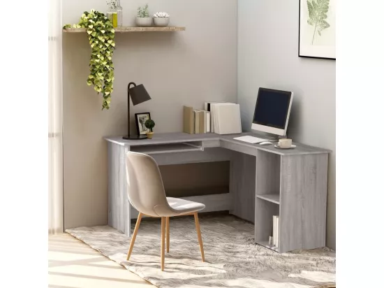 Bureau d'angle sonoma gris 120x140x75 cm bois d'ingénierie