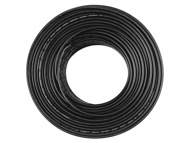 FURBER.power Solarkabel 4 mm² Rolle 100 m, Schwarz Anschlusskabel Solarpanel mit offenen Enden