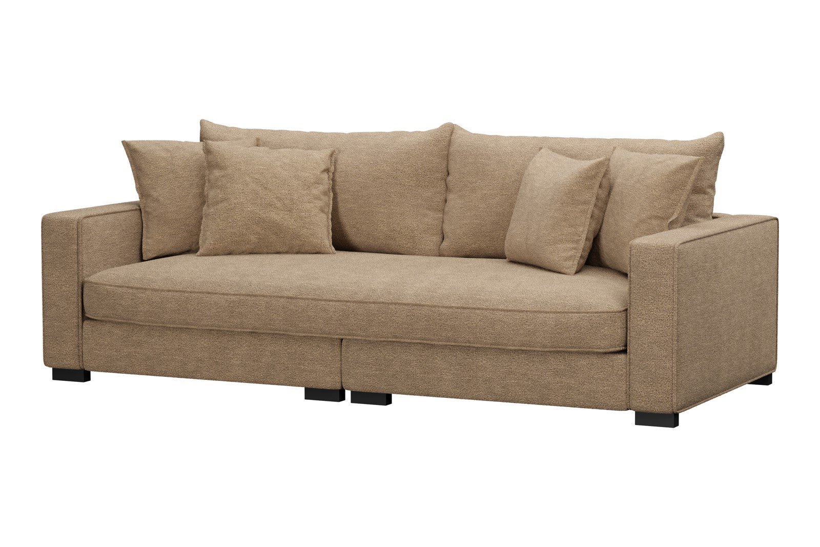 Rossi 3-seter sofa (1 setepute) Tekstil Beatto 1012 Brown, arm B med sorte ben. Std. Komfort.