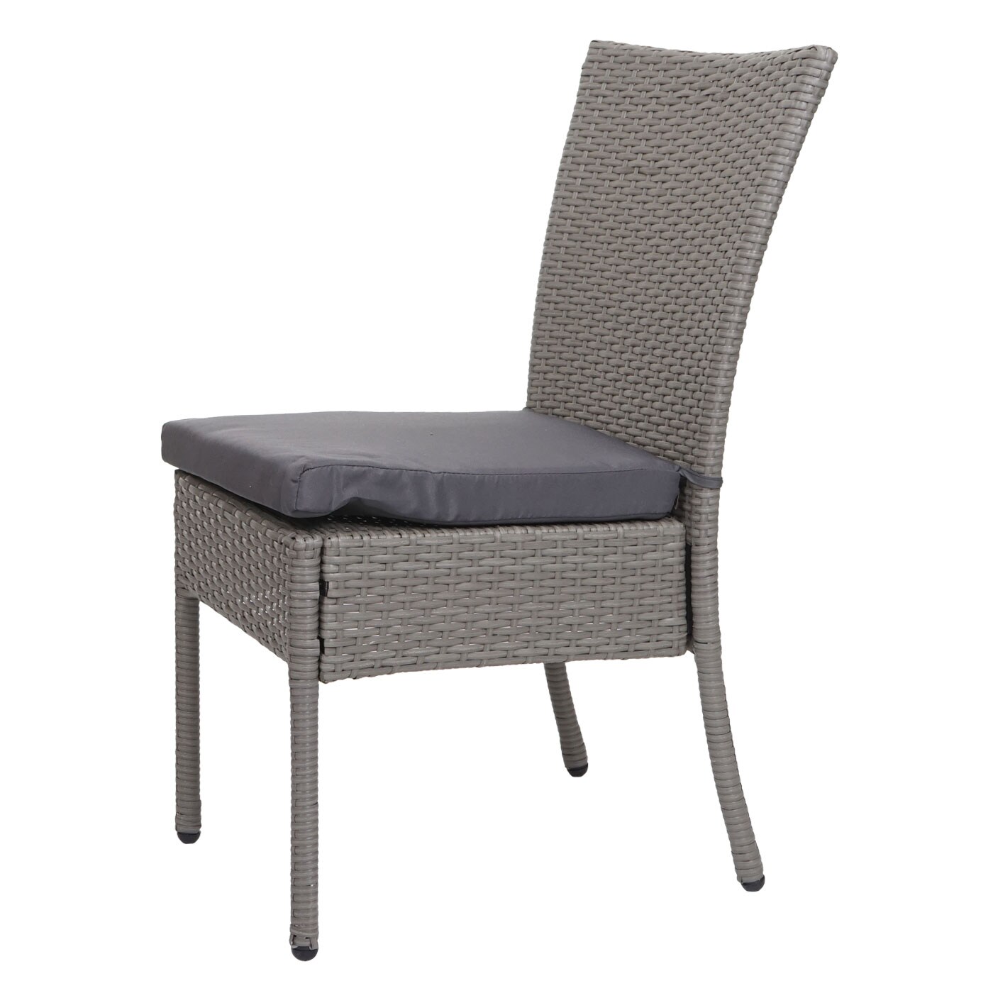 Poly-Rattan Garnitur MCW-G19, Sitzgruppe Balkon-/Lounge-Set, 4xStuhl+Tisch, 120x75cm ~ grau, Kissen dunkelgrau