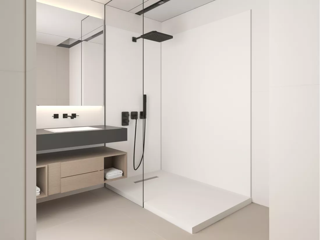 Lot de 2 panneaux muraux de douche blanc en aluminium avec profilés - L90 x L120 x H210 cm - ITZIAR