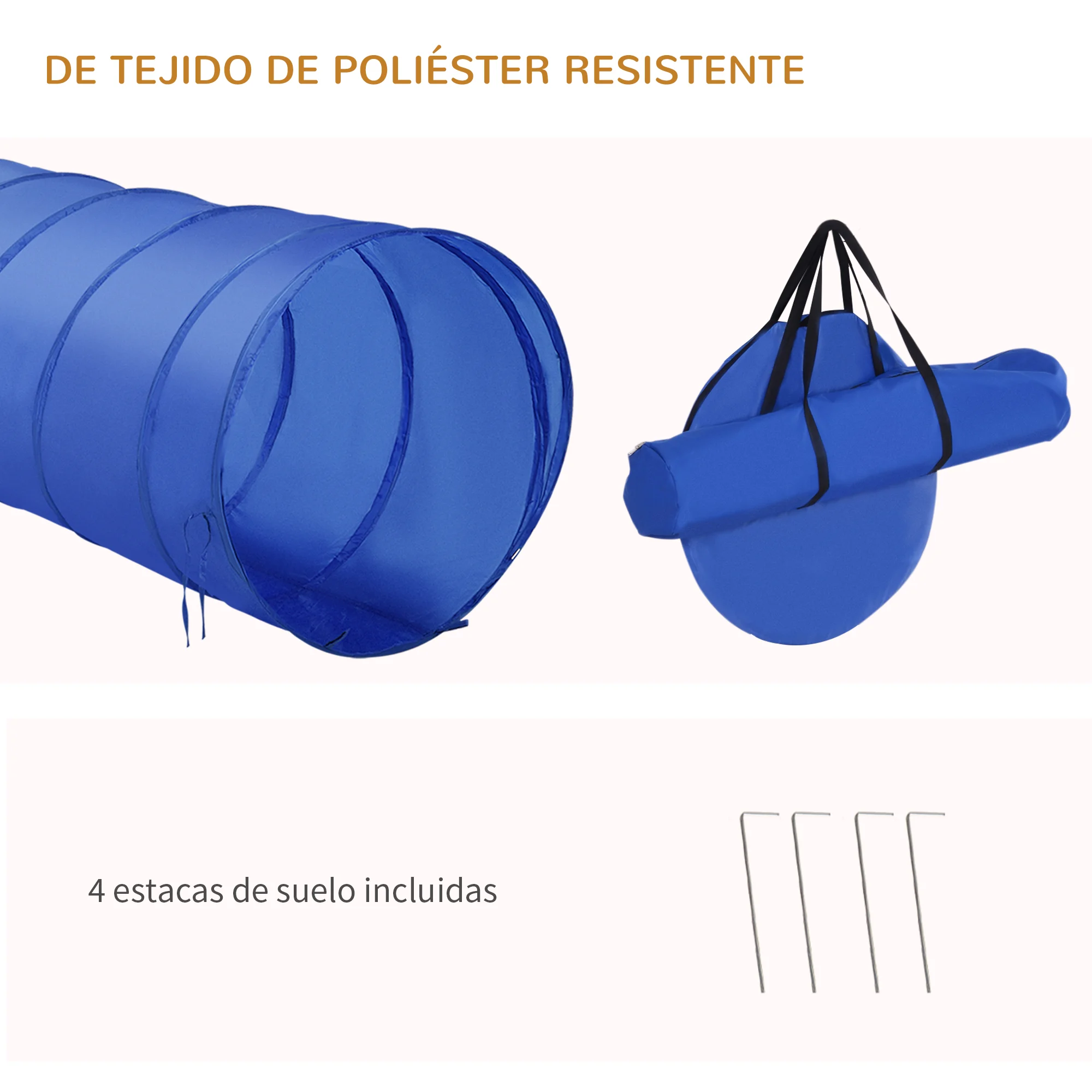 Conjunto de Treinamento de Agilidade para Cães PawHut, Obstáculos de Salto com Altura Ajustável, Túnel para Cães e Bolsa de Transporte, Azul e Amarelo
