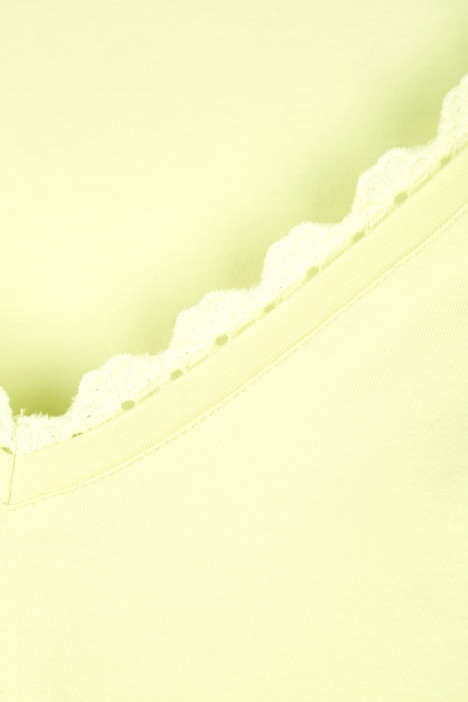 T-Shirt, V-Ausschnitt mit Spitze