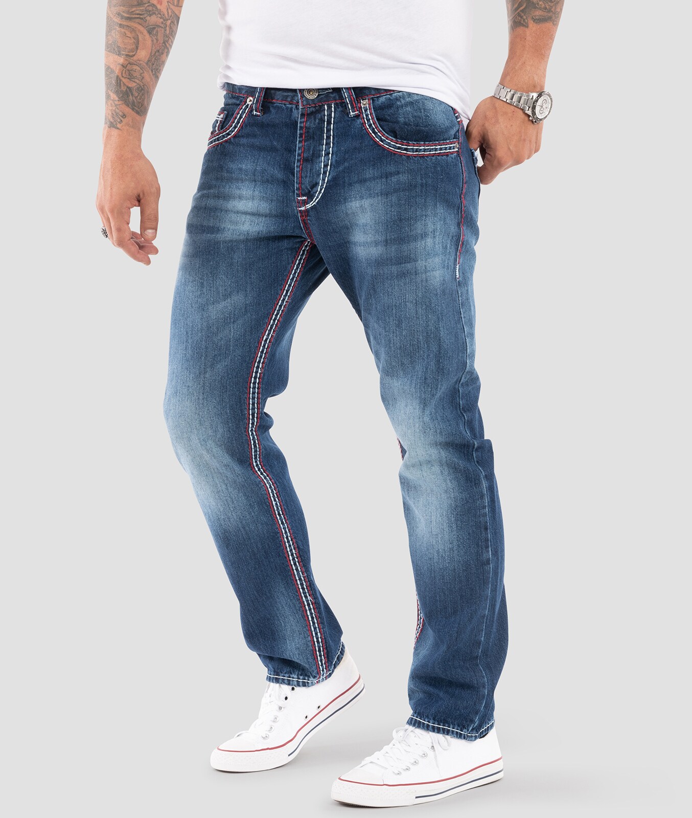 Rock Creek Jeans Comfort Fit dicke Nähte Loose Fit