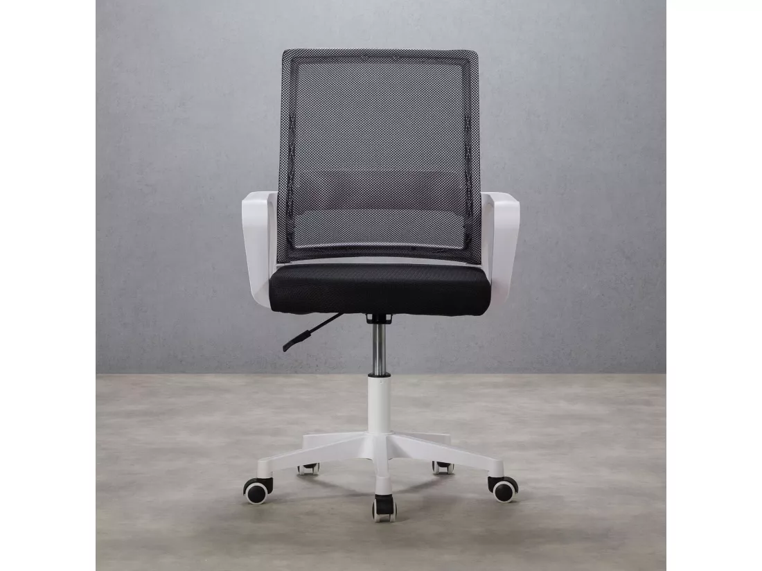 Chaise de bureau PERTH, Pivotante et réglable en hauteur, Tissu mesh, Avec accoudoirs, Noir