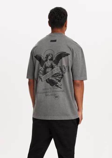 T-shirt met backprint halo antraciet (ANTRA)