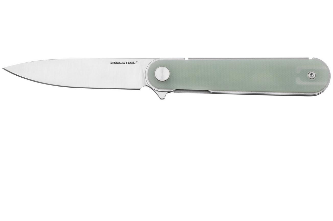 Real Steel Iris Flipper 8061AN Satin 12C27, Natural G10, zakmes