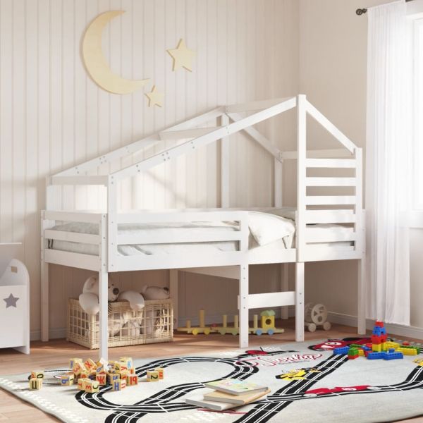 vidaXL Telhado de Cama Infantil 198x87x113 cm Pinho Maciço Branco - 662491229