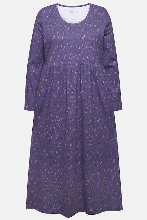 Jerseykleid, grafischer Druck, A-Linie, Rundhals, Langarm
