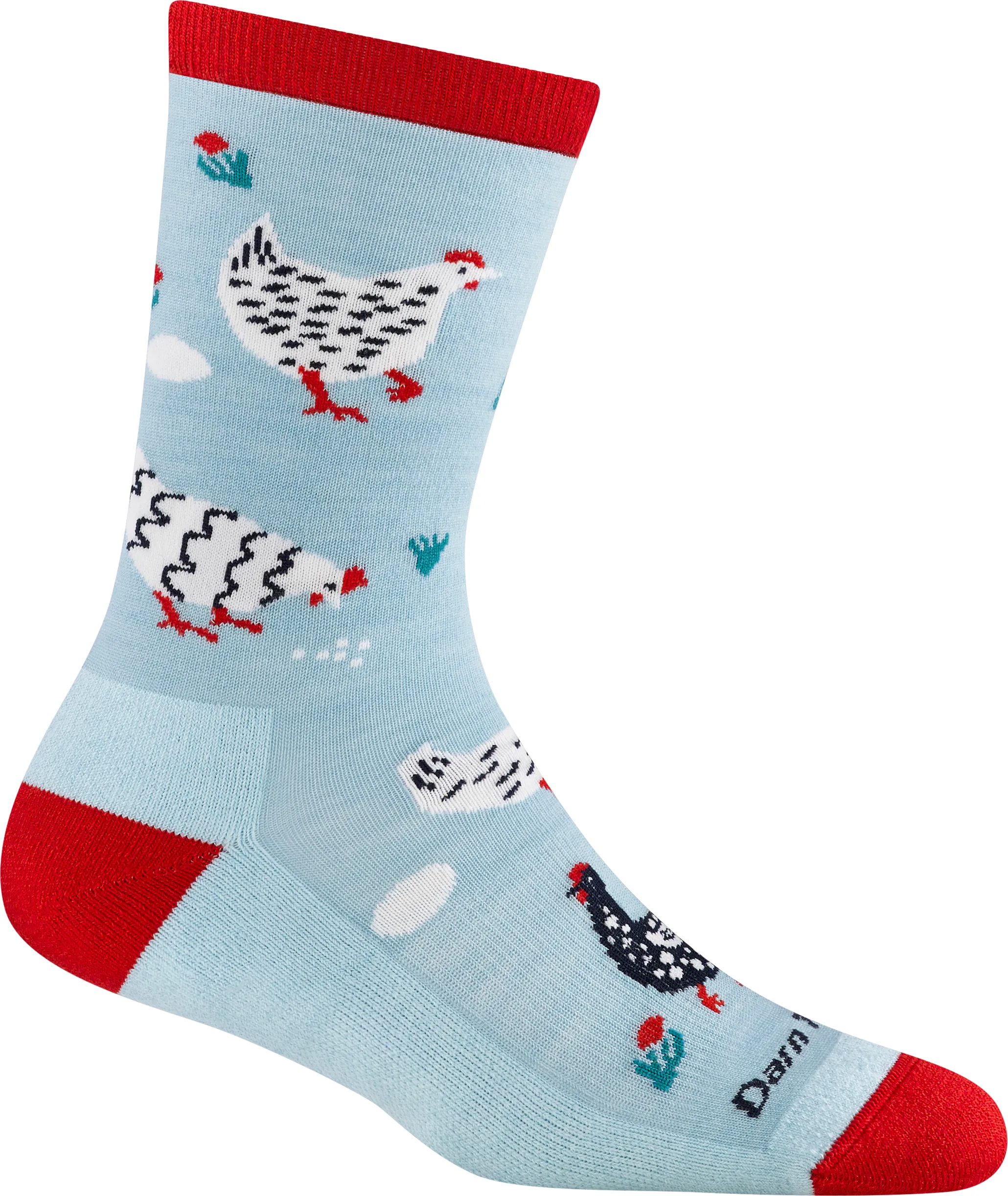 Darn Tough Mother Clucker Crew Lightweight With Cushion Ocean Blue - Storm Gray - Gray