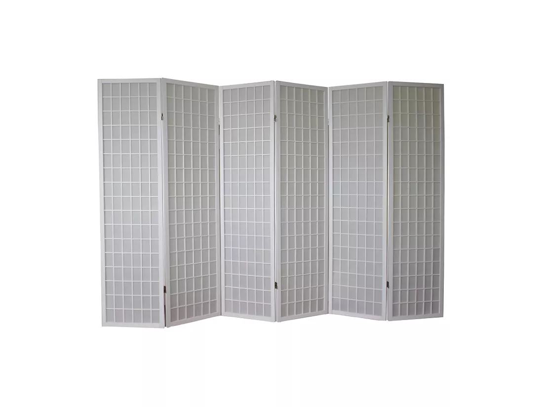 Paravent 6 panneaux pans bois blanche 264 x 2.2 x 175 cm PAR06060