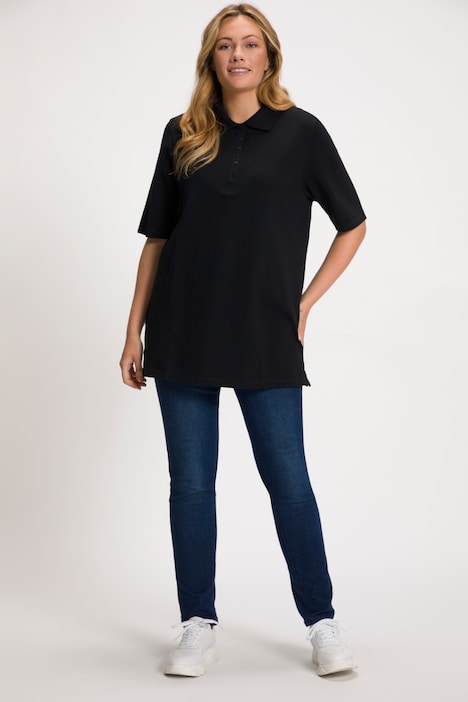 Poloshirt, Piqué, Polokragen, Samt-Knopfleiste, Halbarm