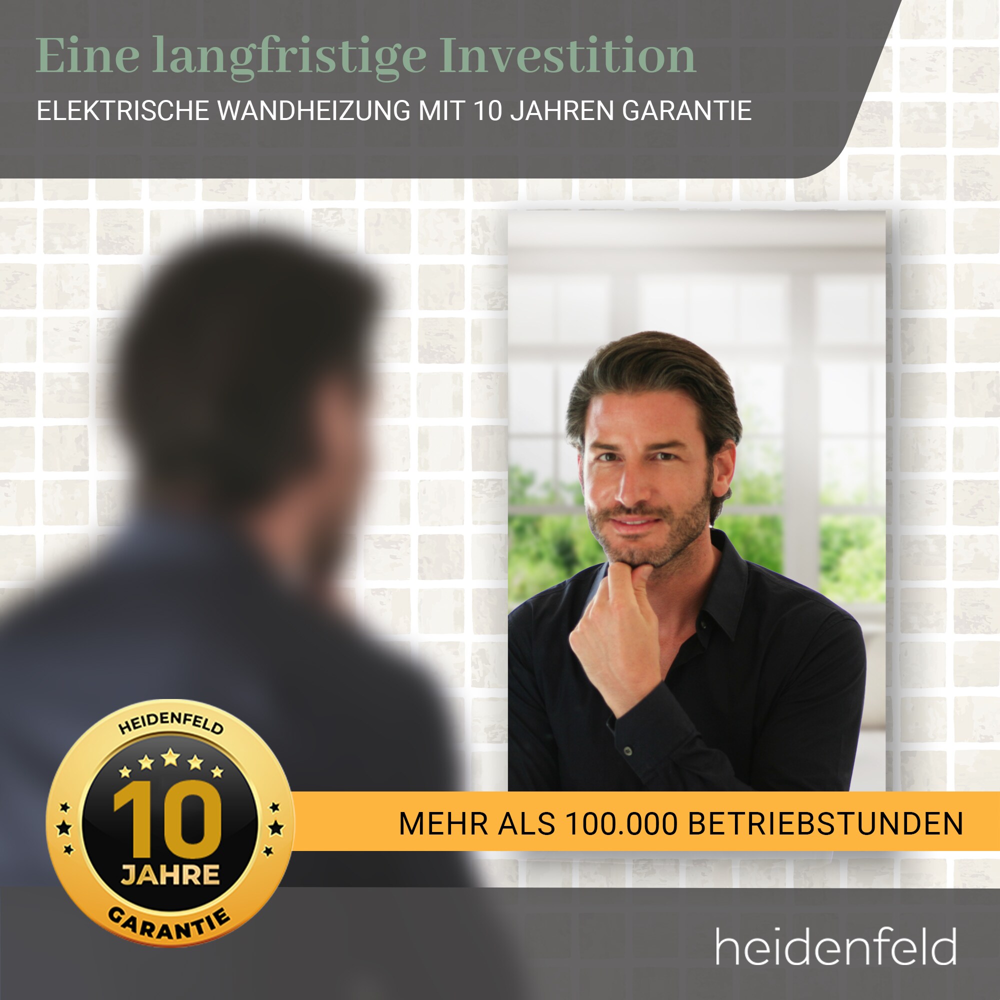 Heidenfeld Infrarot-Spiegelheizung HF-HS100, rechteckig, inkl. Thermostat, 10 Jahre Garantie, IP44 (600 Watt)