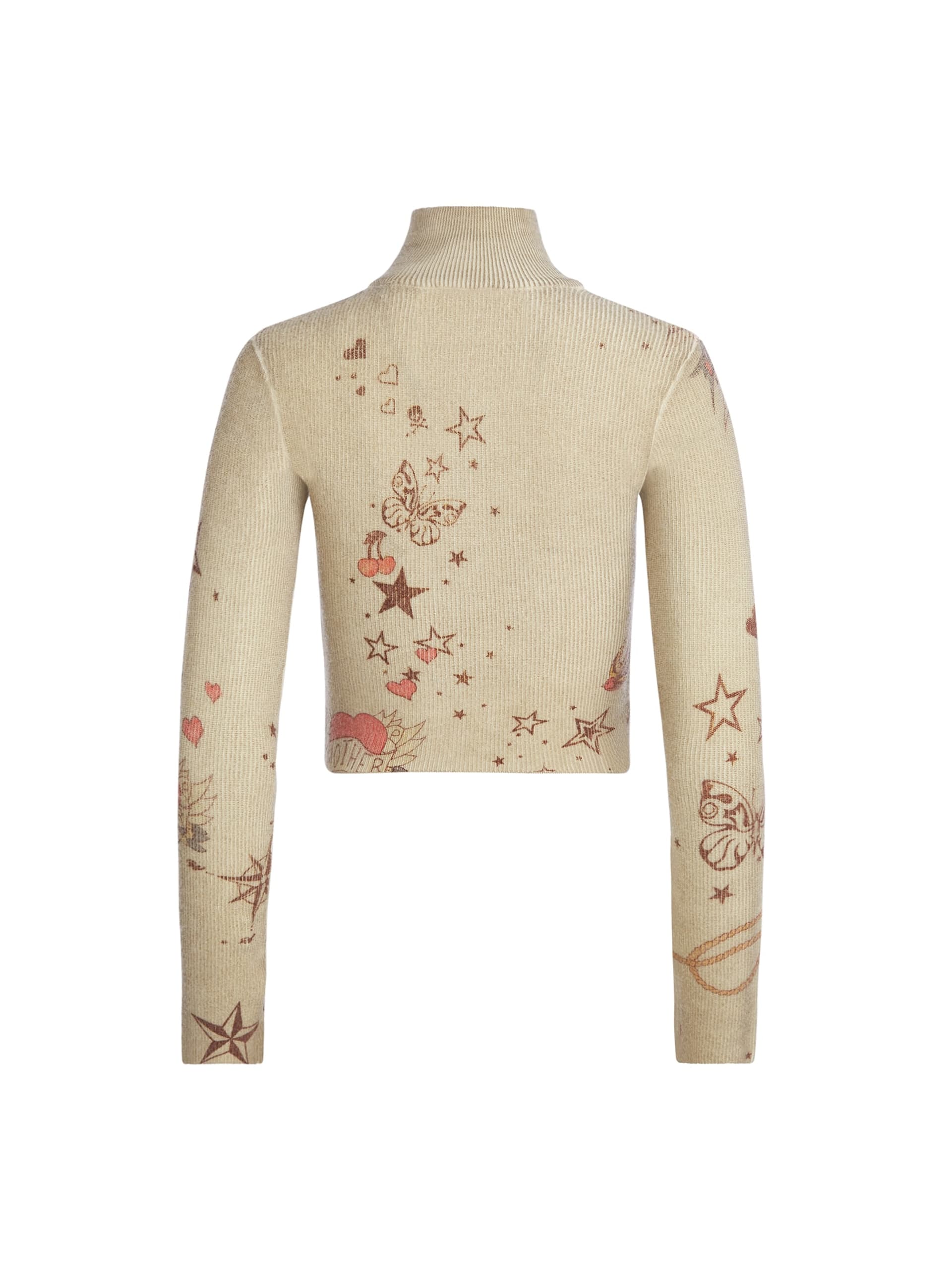 suéter estampado com costura