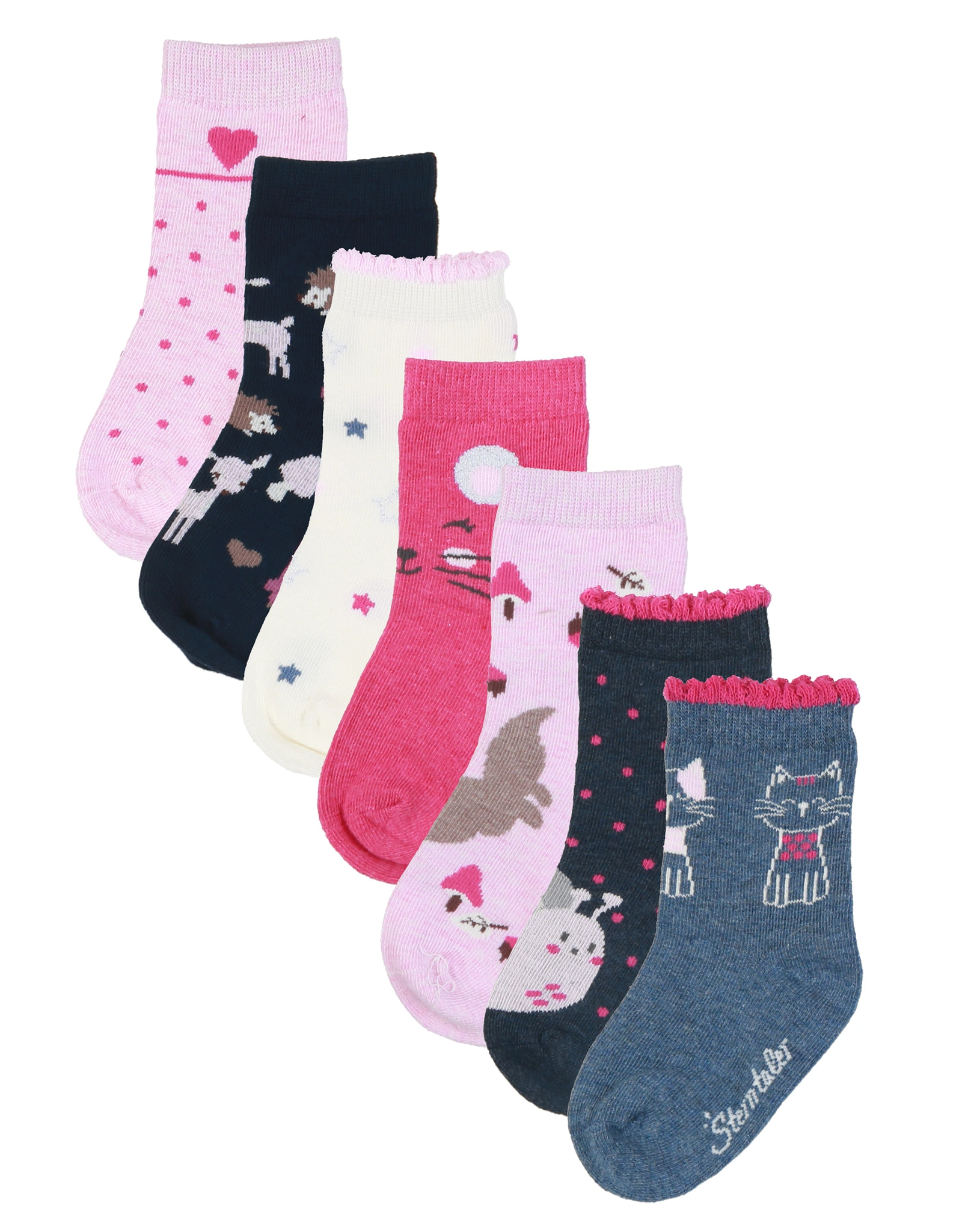 Socken KITTY 7er-Pack in rosa meliert