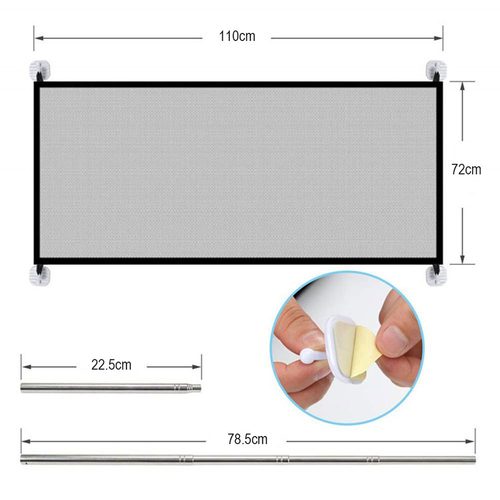 (72x110cm) Nylon Hunde Schutzgitter Netz Haustier Sicherheitsschutz Tür / Treppen Barriere - Schwarz