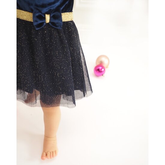 Robe manches longues en velours   Marine        de               P'tit bisou