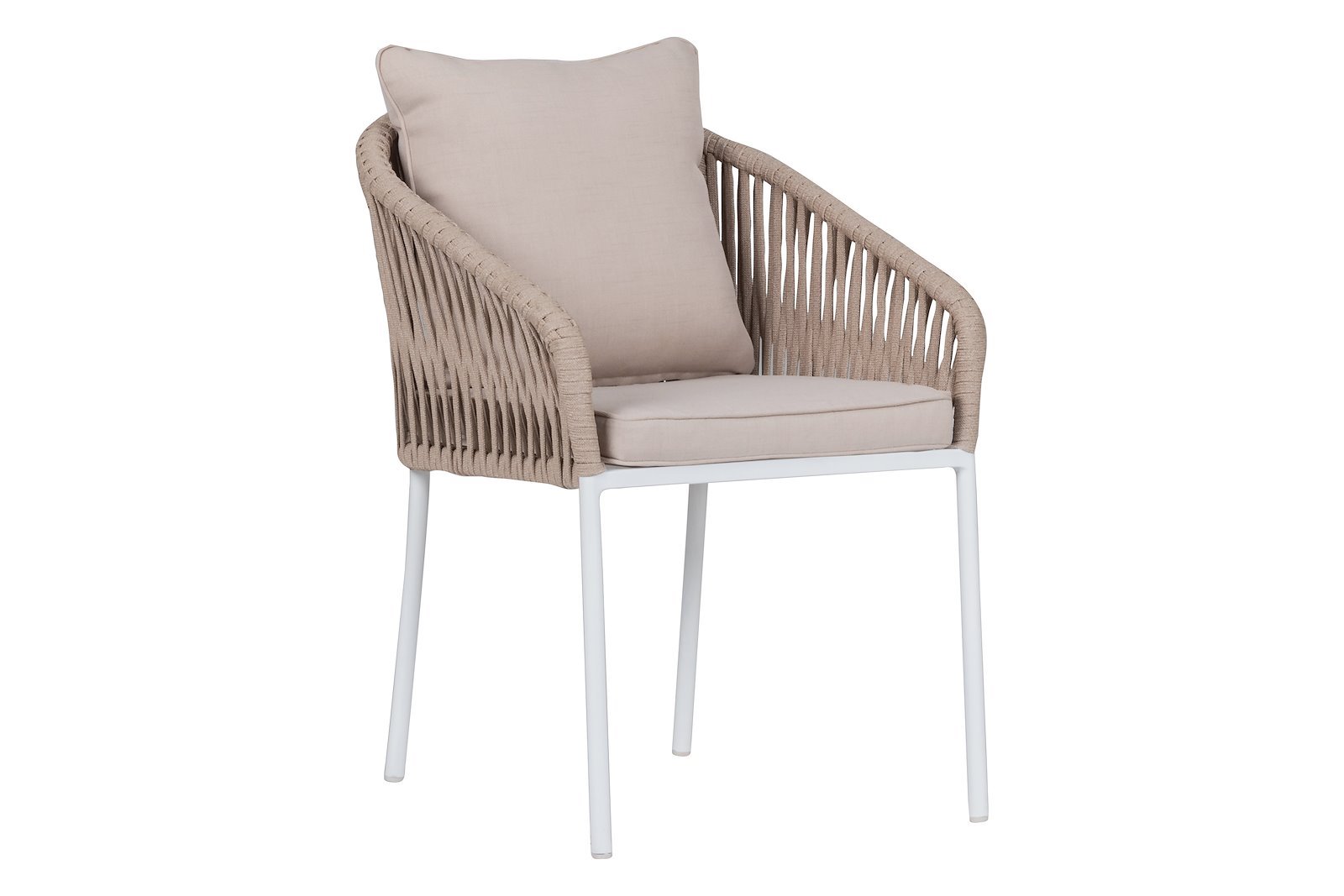 Alba hagespisestol Aluminium, hvitlakkert  med beige pute