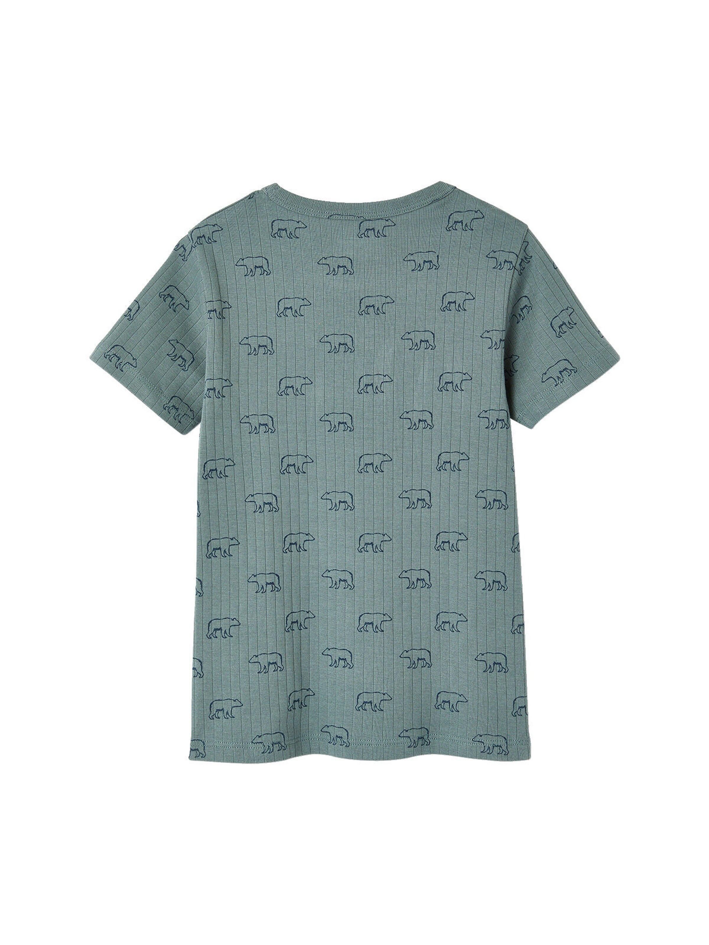 Vertbaudet 3er-Pack Jungen T-Shirts aus Ripp, Bären smaragdgrün