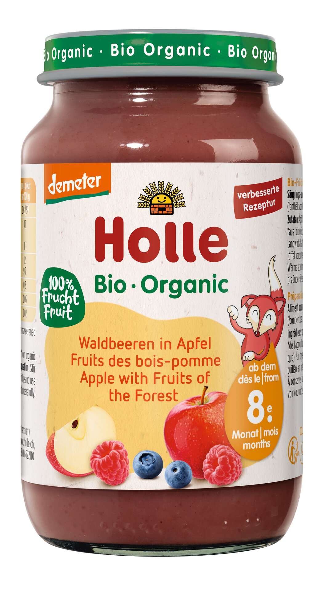 HOLLE Waldbeeren in Apfel Glas 220 g