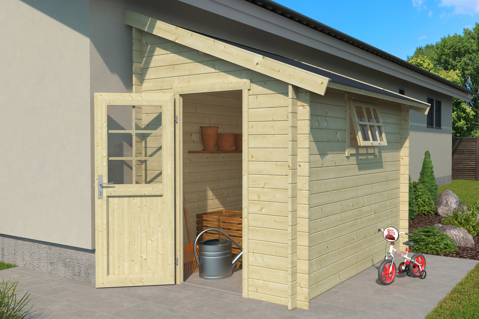 Gartenhaus JURA 2 - natur - Fichte massiv - 180x275 cm