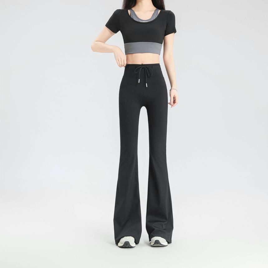 Hazie - Effen wijde broek met trekkoordtaille