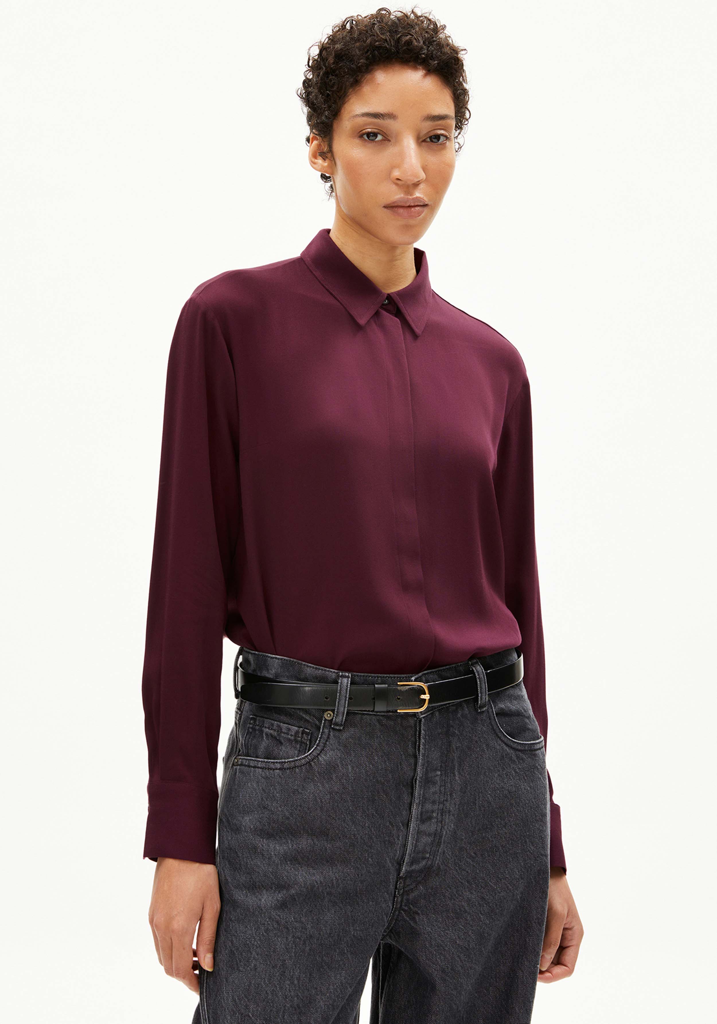 Armedangels Bluse Larisaana Longsleeve Dark Cranberry