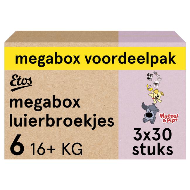 Etos Woezel & Pip Luierbroekjes Extra Large Megabox Voordeelpak Maat 6 16+ kg 90 stuks