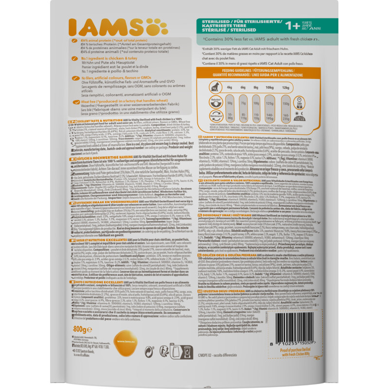 IAMS For vitality 1+ sterilised fresh chicken