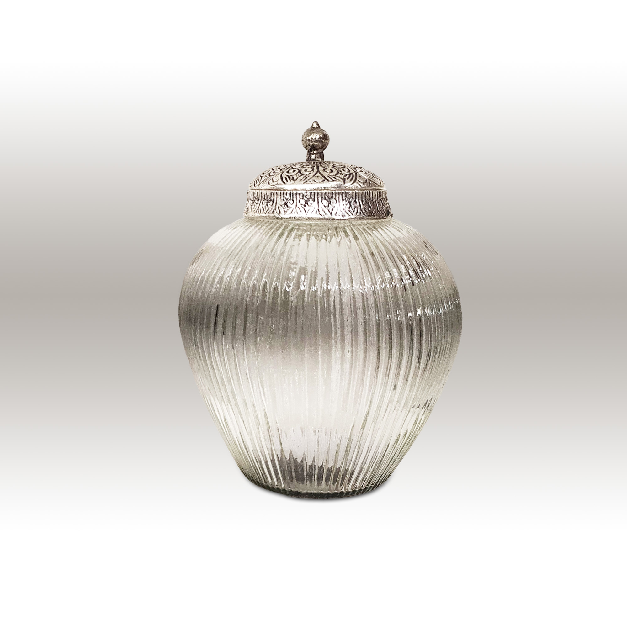 Bonbonniere mit Metalldeckel, silber,  Ø 17 cm, H 24 cm von fischer's lagerhaus