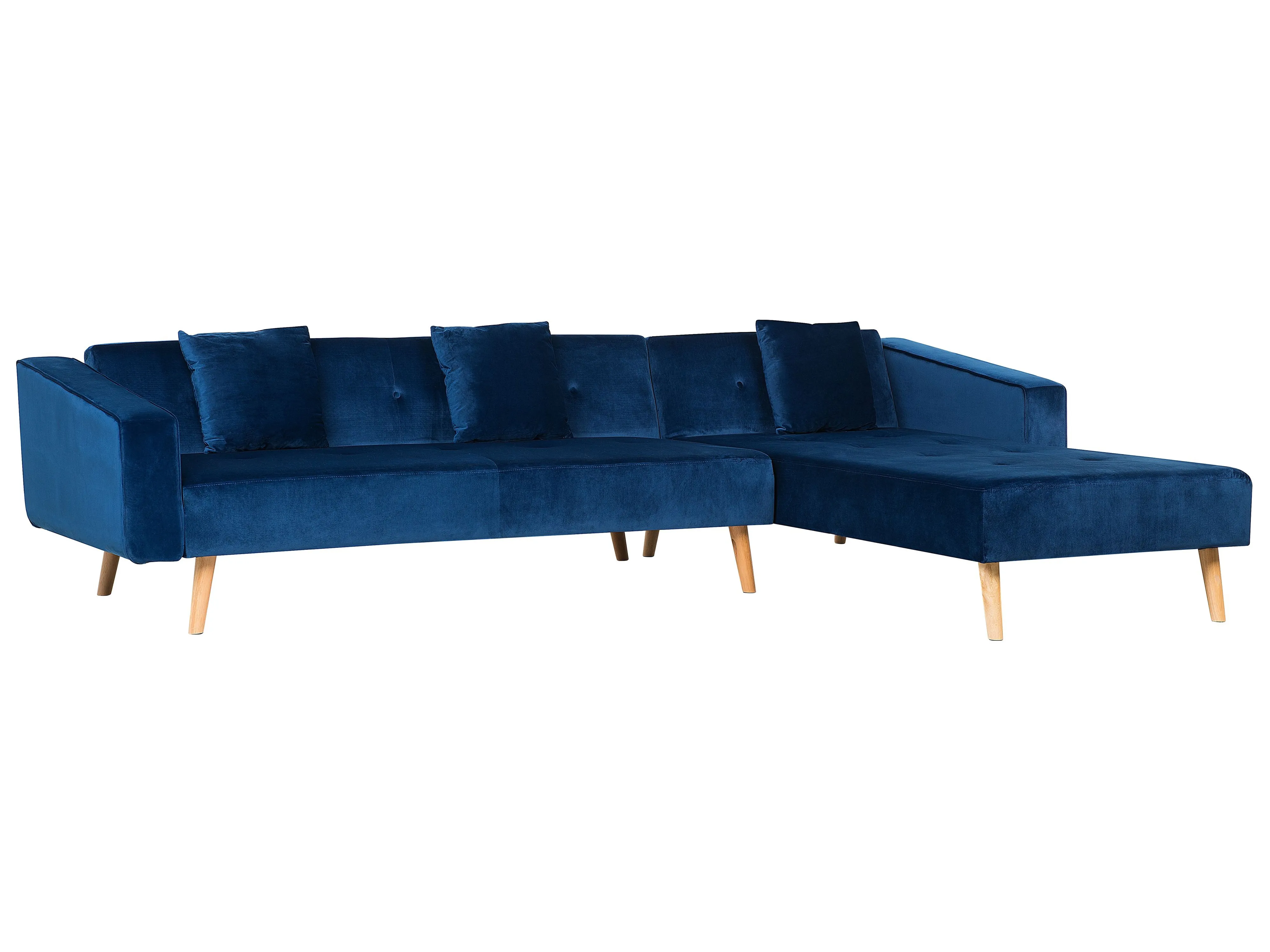 Hoekslaapbank 4-zits VADSO Fluweel Marineblauw linkszijdig