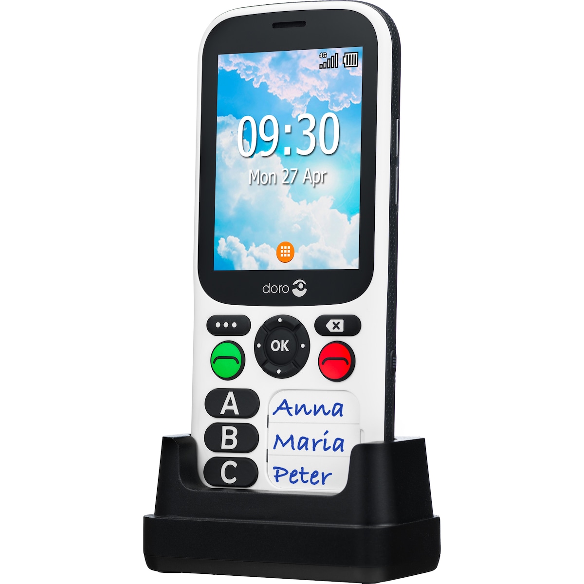 Doro 780X mobiltelefon (sort/hvit)