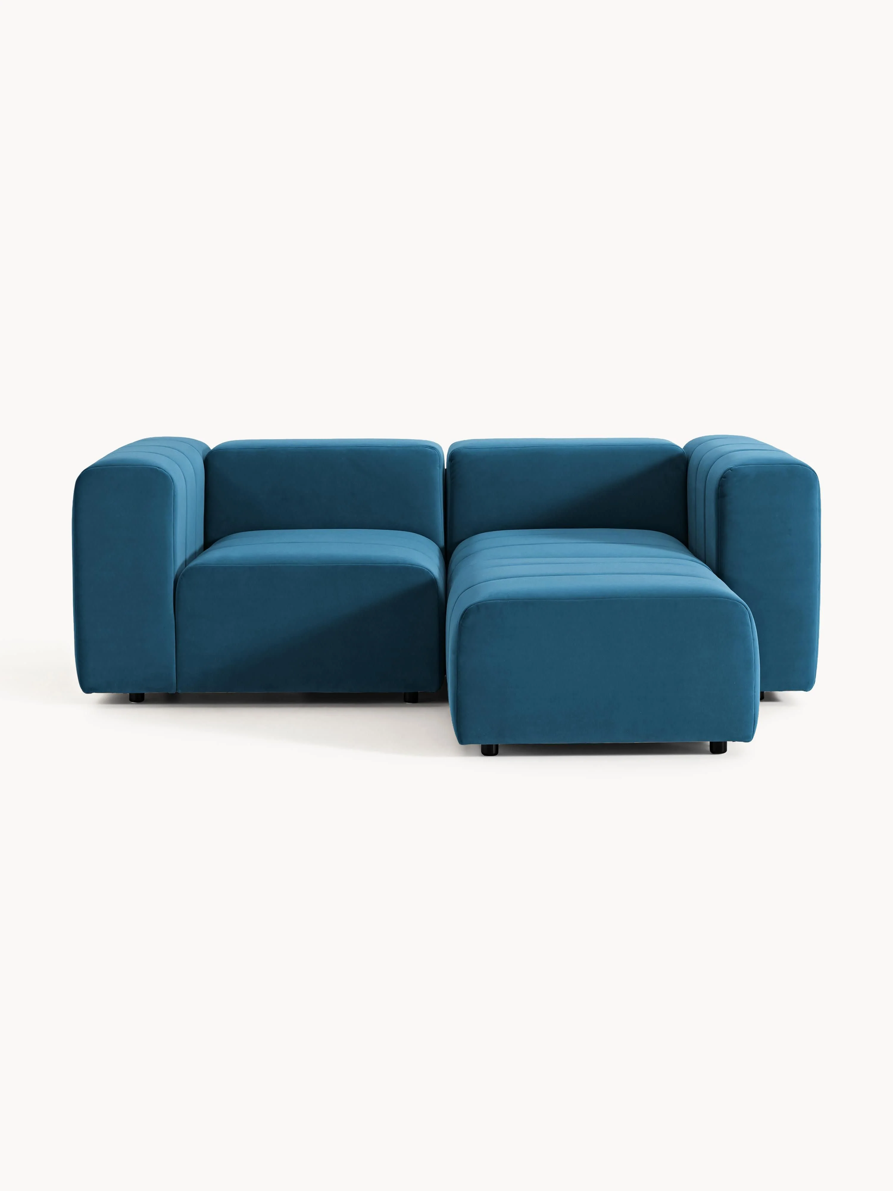 Fluwelen modulaire bank Lena (3-zits) met poef (links/rechts)