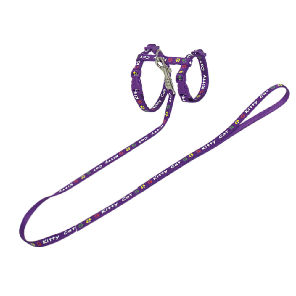Harnais avec laisse 1.20m, kitty, mauve, pour chaton.