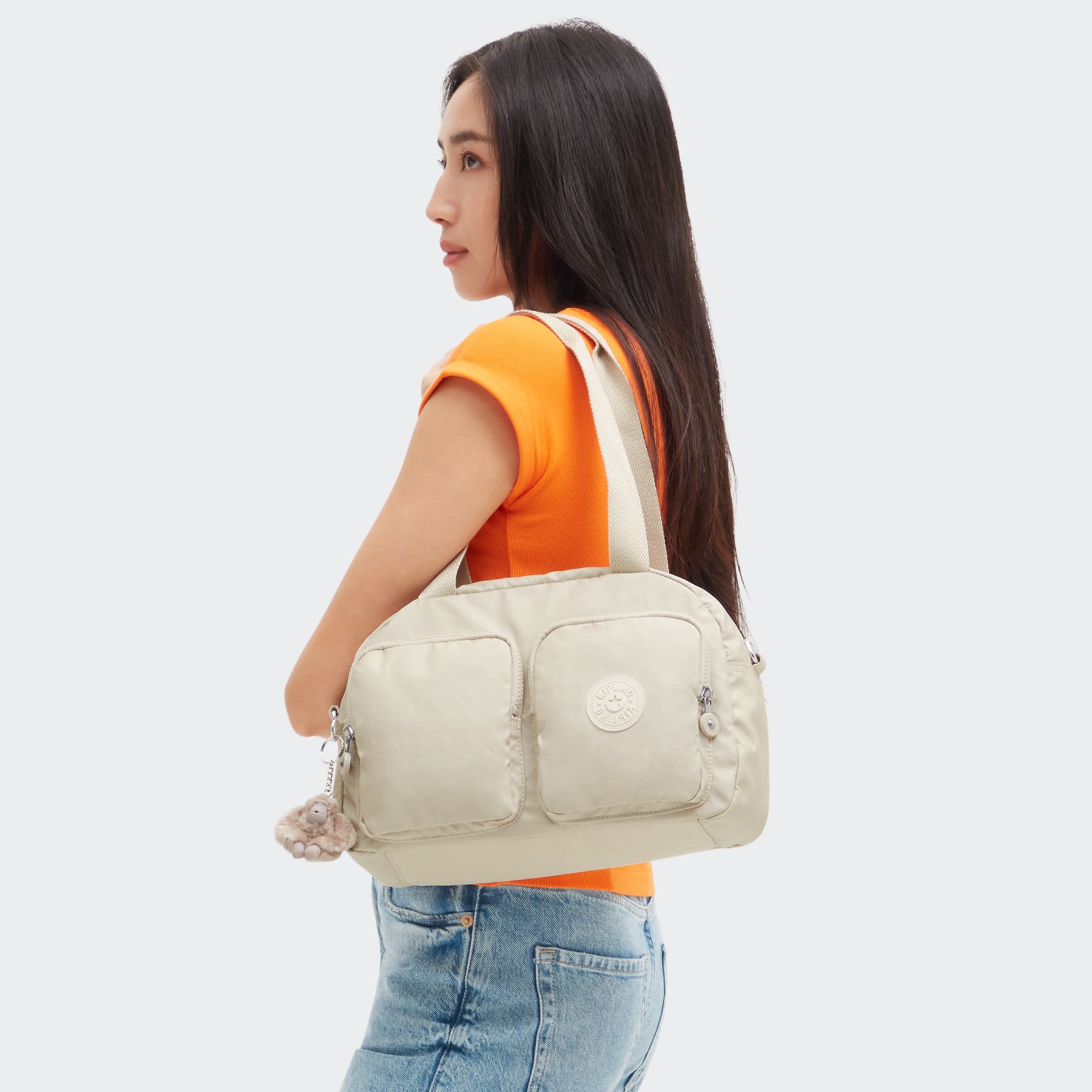 COOL DEFEA Sac Épaule Taille Moyenne avec Sangle Détachable - Beige Pearl