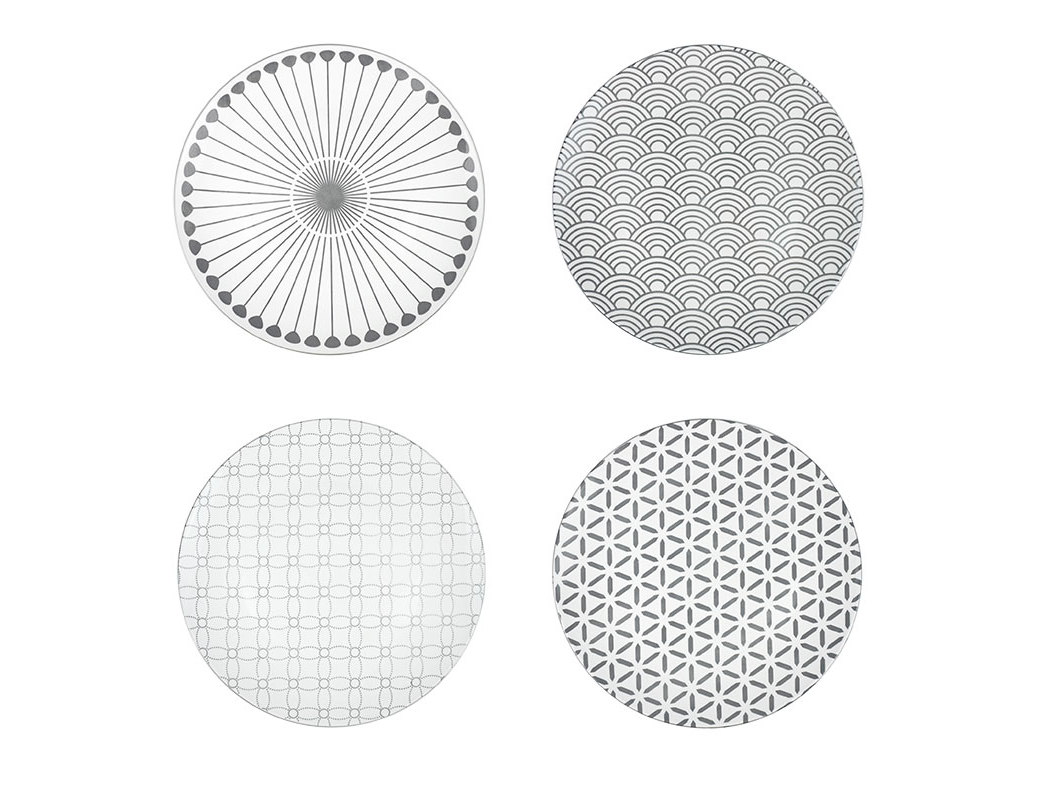CONJUNTO DE 4 PRATOS RASOS ACTUEL GRAPHIC PORCELANA 19CM