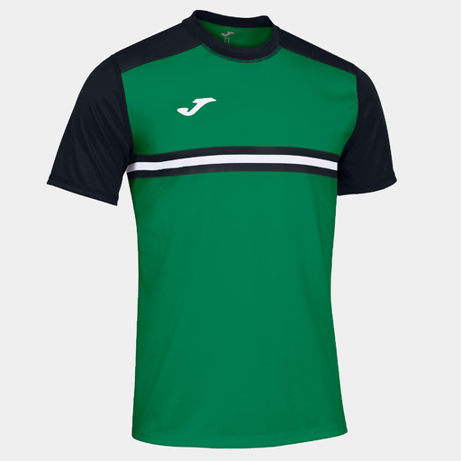 Camiseta Joma Hispa IV de manga curta, verde e preta.