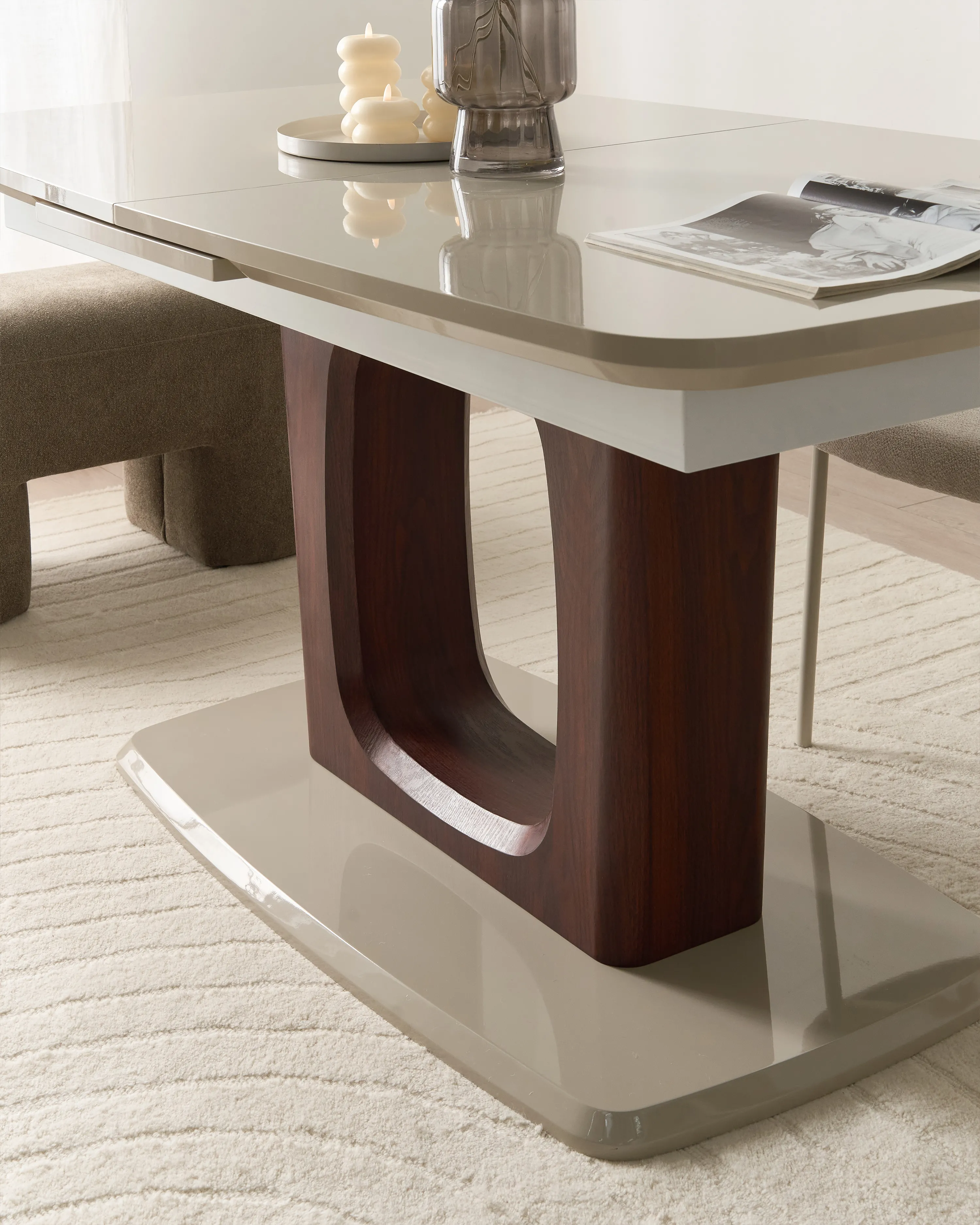 Eettafel uitschuifbaar BERRIGAN Lichtbeige 90 cm 160/200 cm