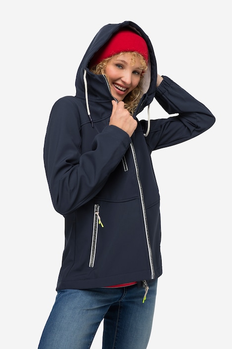 Softshell-Jacke, wasserabweisend, Fleece-Innenseite, Kapuze, 2-Wege-Zipper, fällt kleiner aus