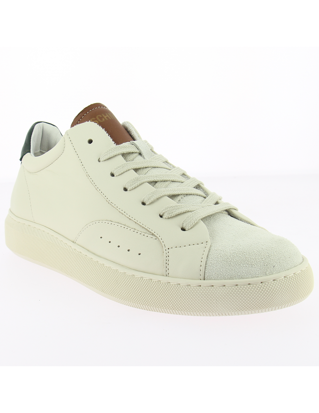 schmoove baskets de ville homme clear sneaker cuir blanc/vert