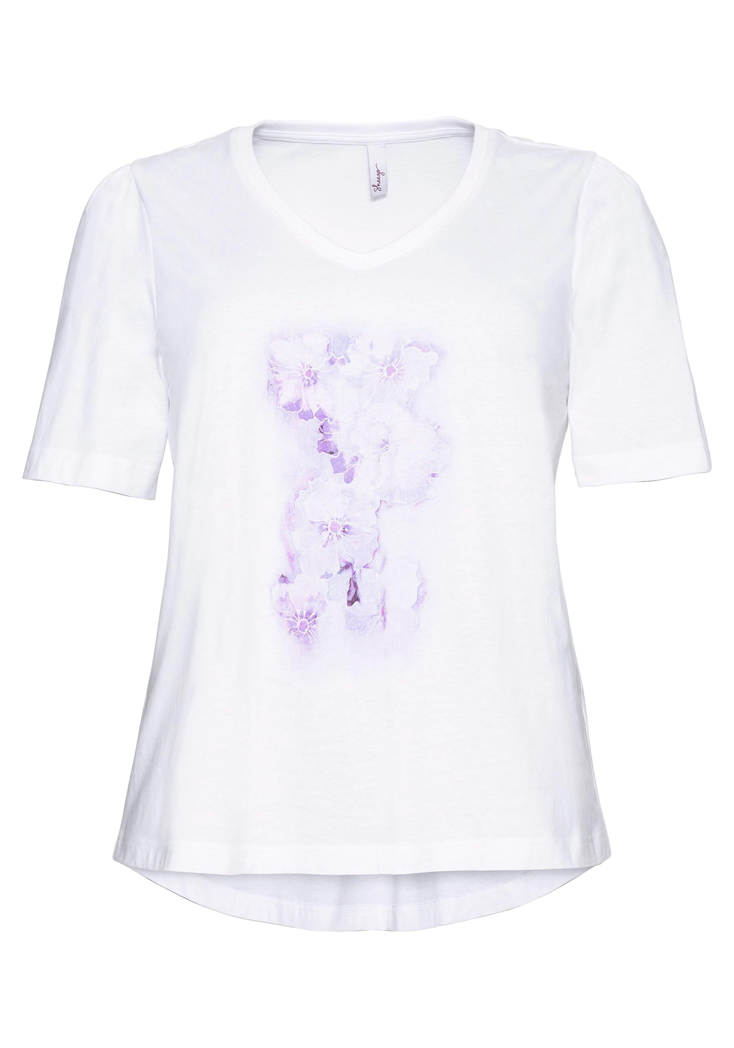 Shirt aus Jersey, mit V-Ausschnitt und Frontdruck